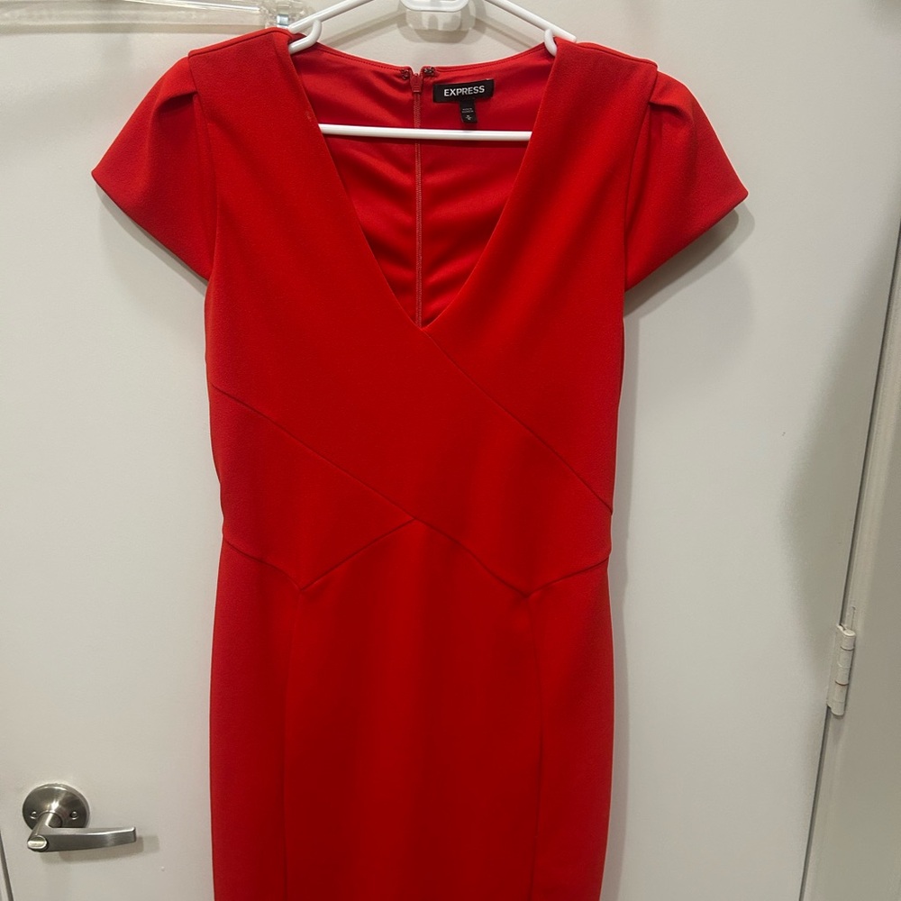 Express V-Neck Red Mini Dress